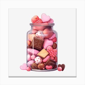 Valentine'S Day Candy Jar 8 Canvas Print