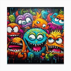 Monsters Graffiti Art for wall decor 8 Canvas Print