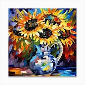 Vibrant Sunflowers In A Vase Canvas Print