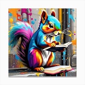 Squirrel Reading A Book 4 Canvas Print