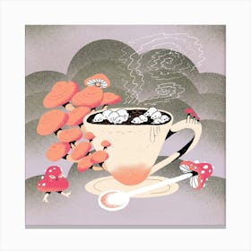 Mushroom Coffee Square Canvas Print