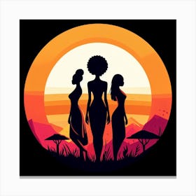 Silhouette Of African Women Canvas Print