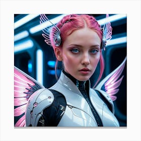 Futuristic Girl With Wings 10 Canvas Print