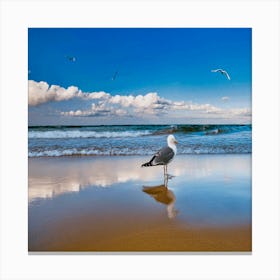 Seagull On The Beach Canvas Print