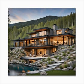 Modern Home In The Mountains 4 Canvas Print