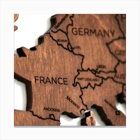 Wooden plaque map of FRANCE Canvas Print