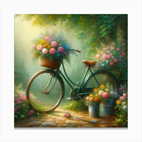 Bicycle With Flowers Canvas Print