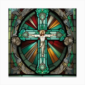 Cross stained glass window 1 Canvas Print