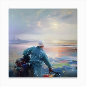 Fisherman On The Beach Canvas Print