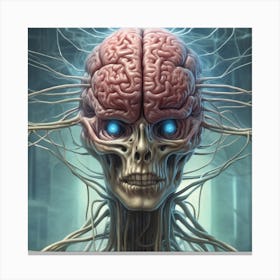 Skull With Brain Canvas Print