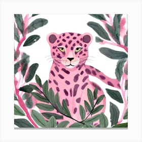Pink Leopard in Jungle  Canvas Print