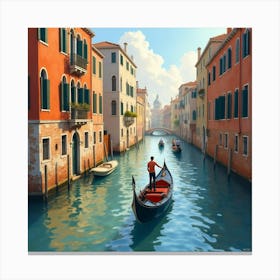 Romantic Watercolor Of A Venetian Gondola Ride Through Softly Lit Canals 1 Canvas Print