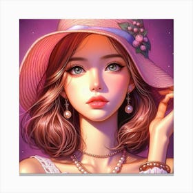 Girl In A Hat 1 Canvas Print