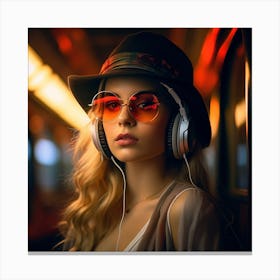 Young Woman Listening To Music Canvas Print