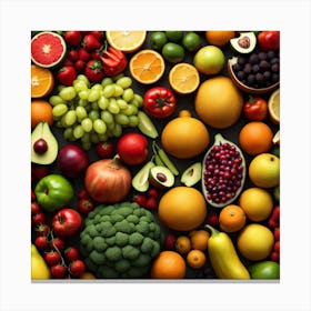 Variety Of Fruits And Vegetables Canvas Print