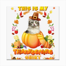 This Is My Thanksgiving Shirt American Curl Cat Blessed Canvas Print