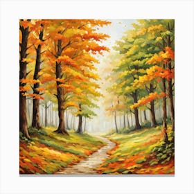 Forest In Autumn In Minimalist Style Square Composition 232 Canvas Print