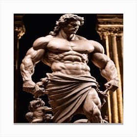 Muscular Man Statue Canvas Print