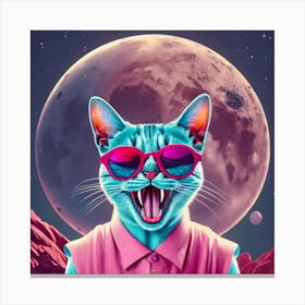 Cat On The Moon Canvas Print