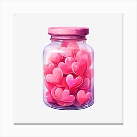 Pink Hearts In A Jar 14 Canvas Print