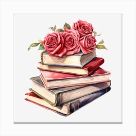 Roses On Books 1 Canvas Print