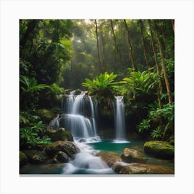 Waterfall In The Jungle 3 Canvas Print