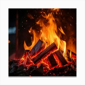 Closeup Of An Inferno With Flames Licking The Edges Of A Flammable Object Danger Evident In The Fie (4) Canvas Print