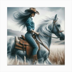 Cowgirl Riding Horse 2 Canvas Print