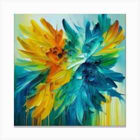 Gorgeous, distinctive yellow, green and blue abstract artwork 3 Canvas Print