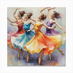 Figurative Multicolor Dancers Art Print 0 Canvas Print