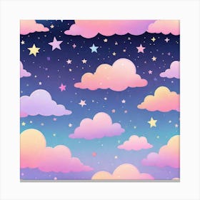 Sky With Twinkling Stars In Pastel Colors Square Composition 178 Canvas Print