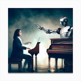 Robot Piano Player Canvas Print