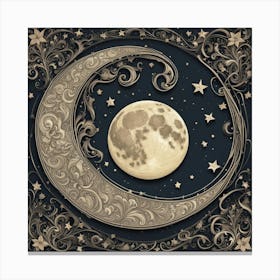 Moon And Stars Canvas Print