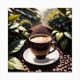 Coffee Cup In Coffee Plantation Canvas Print