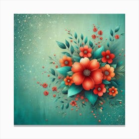 Flowers On A Blue Background 2 Canvas Print