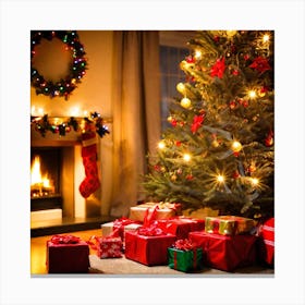 Christmas Tree With Presents 15 Canvas Print