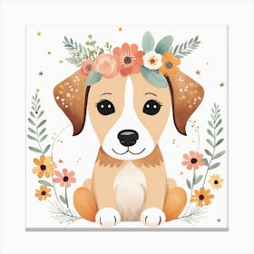 Floral Baby Dog Nursery Illustration (2) Canvas Print