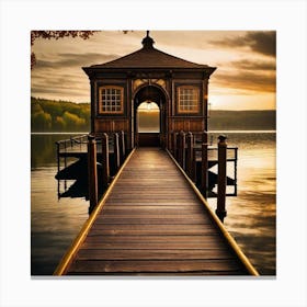 Pier On The Lake Canvas Print