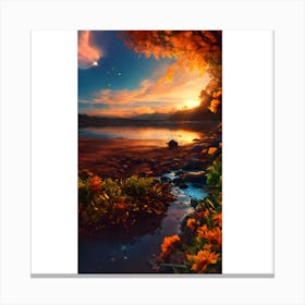 Sunset At The Lake 1 Canvas Print