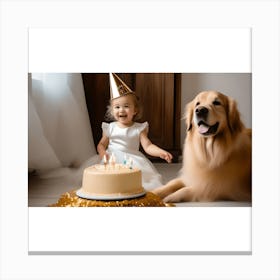 Birthday Girl And Dog Canvas Print