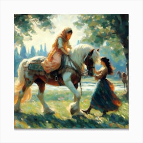 Girl And A Horse 5 Canvas Print