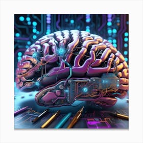 Brain On Circuit Board 30 Canvas Print