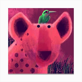 Hyena With Pesky Bee Eater Square Canvas Print