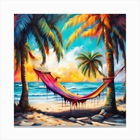 Hammock Bliss On The Beach Canvas Print