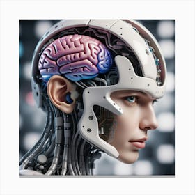 Cyborg Woman With Brain Canvas Print