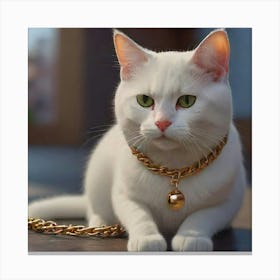 Cat With Gold Chain Canvas Print