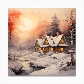 Enchanted Carols: Vibrant Christmas Ink Fantasy Canvas Print