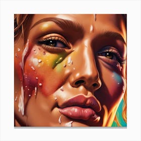 Girl With Paint On Her Face Canvas Print