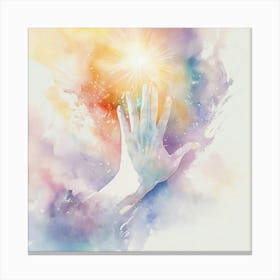 Hand Reaching For The Light Canvas Print