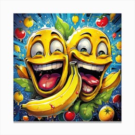 Bananas And Tomatoes Graffiti Canvas Print